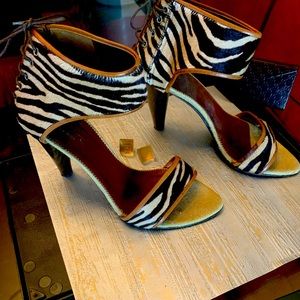 Rare Pony hair Calf skin Max Mara Sandals.